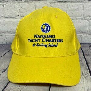 Yellow Hat Cap Strap Back Nanaimo Yacht Charters Embroidered One Size - Stains
